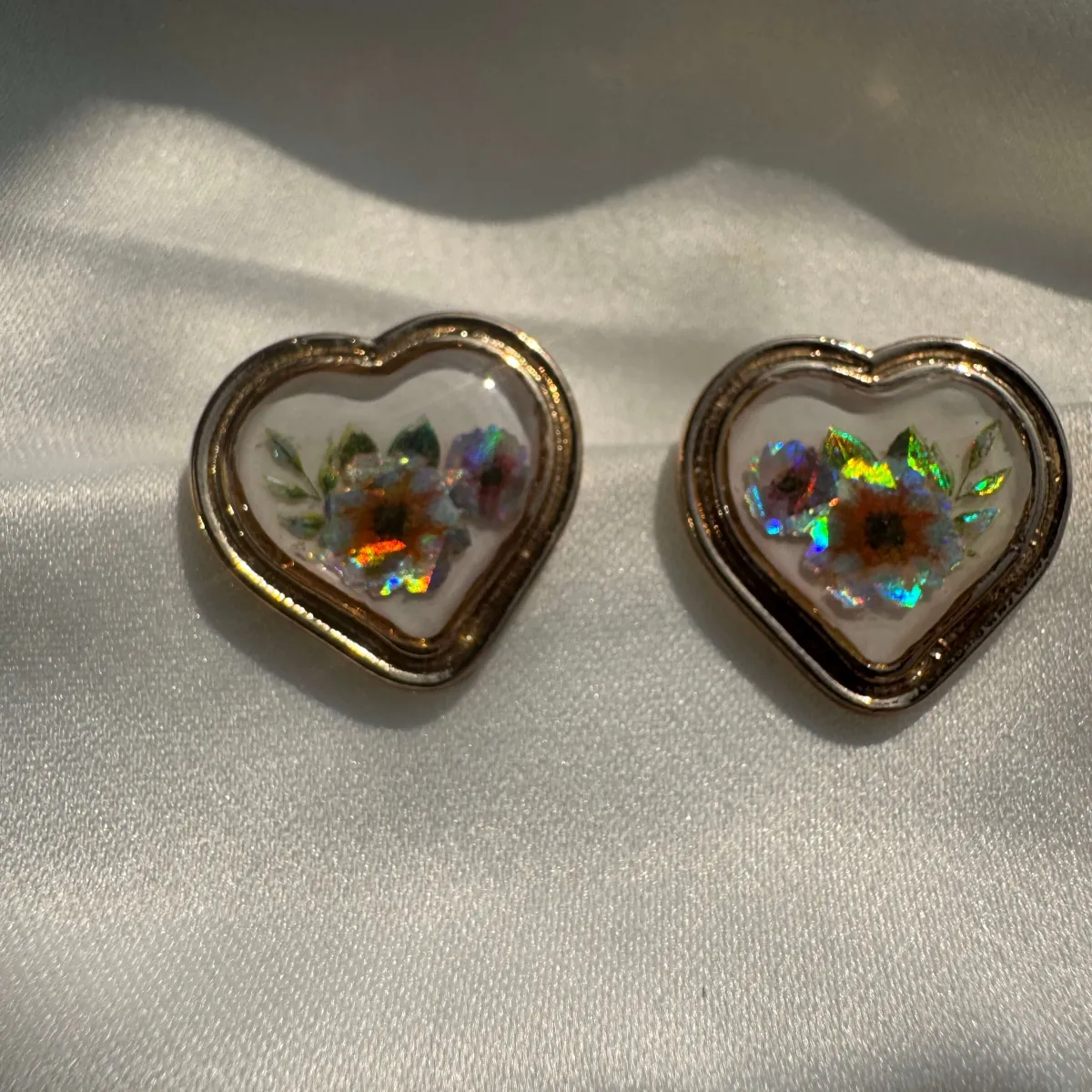 HoloBloom Heart Statement Earrings
